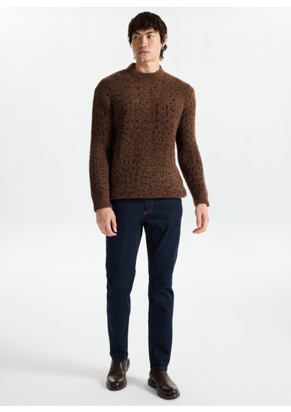 Bisiklet Yaka Loose Fit Düz Kahve Erkek Kazak M5WM-KZK1557 fiyatları