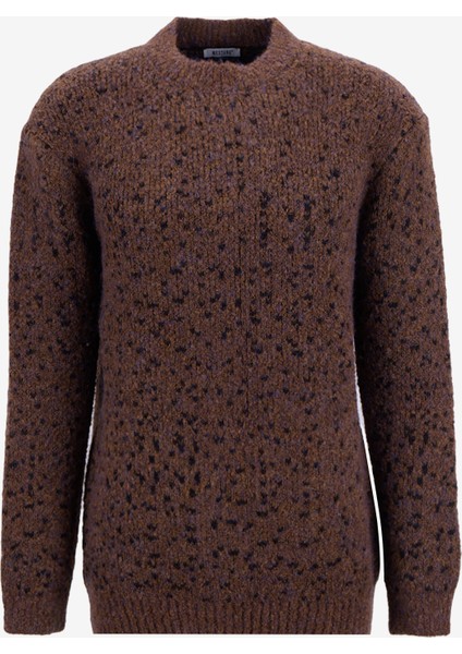 Bisiklet Yaka Loose Fit Düz Kahve Erkek Kazak M5WM-KZK1557