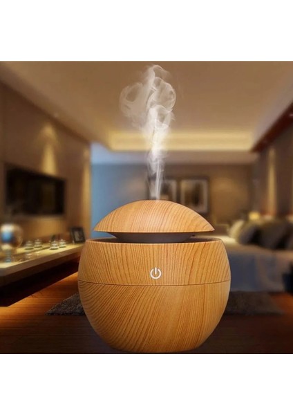 Mini Ahşap 130 ml Aromaterapi Hava Nemlendirici Difüzör Buhar Makinesi