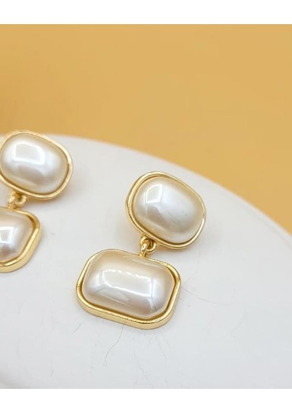 Zarif Geometrik Incili Pirinç Küpe fiyatları