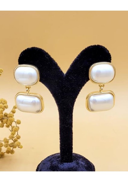 Zarif Geometrik Incili Pirinç Küpe modelleri