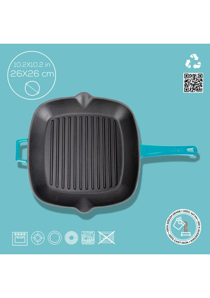 Döküm Kare Izgara Tava Döküm Demir Yekpare Saplı Ölçü 26X26CM. fırsatları