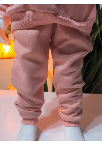 Kız Çocuk Peluş Detaylı Kabartmalı Kalın Takım Cepli %100 Pamuk fırsatları