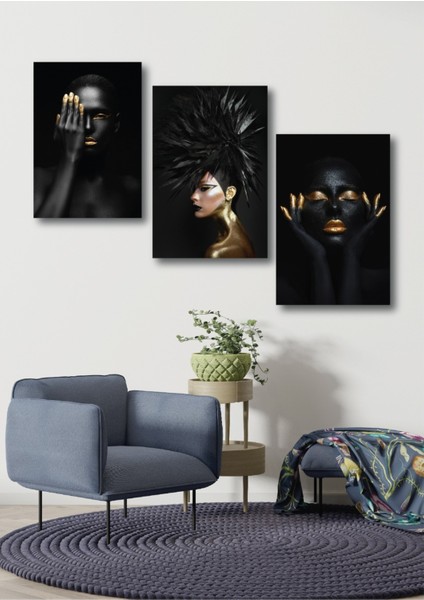 "gece Kraliçeleri" (Queens Of The Night) Dekoratif 3'lü Set Mdf Tablo