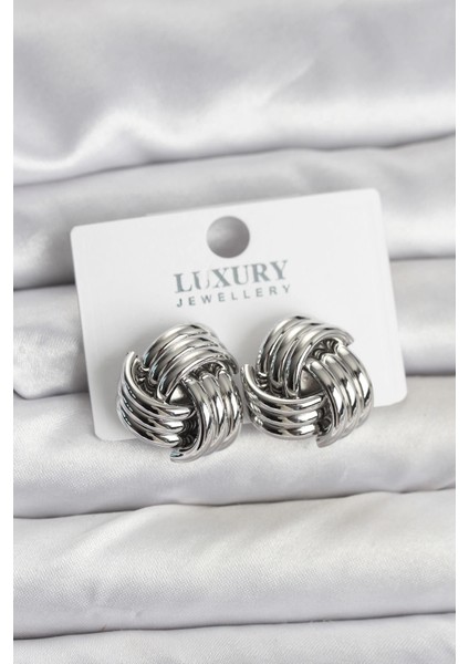 Bfs Pirinç Sarmal Gümüş Renk Kadın Küpe