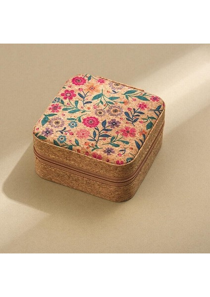 Dikiş Kutusu - Vintage Fermuarlı Çiçekli Seyahat- Yolculuk Için Taşınabilir fırsatları