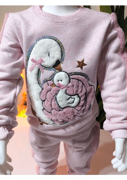 Kız Çocuk Peluş Detaylı Kabartmalı Kalın Takım Cepli %100 Pamuk modelleri