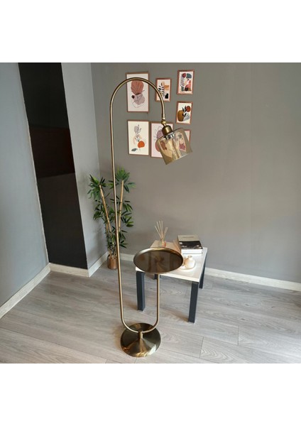 Lille Bal Rengi Cam Lambader Modern Dekoratif Metal Oturma Odası Çalışma Odası Zemin Lambası