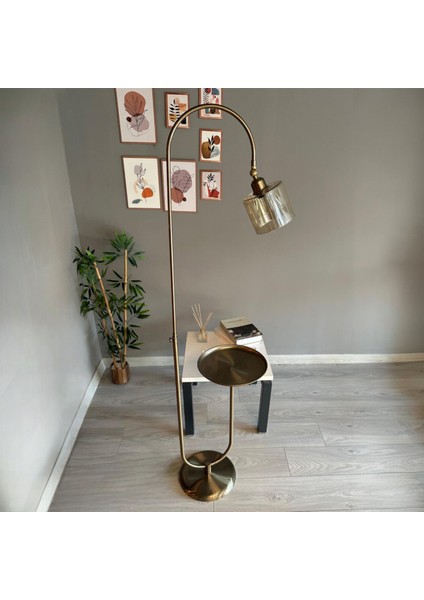 Lille Bal Rengi Cam Lambader Modern Dekoratif Metal Oturma Odası Çalışma Odası Zemin Lambası