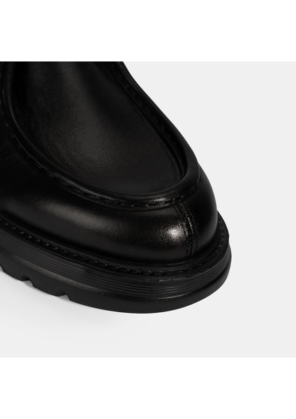 Erkek Siyah Bağcıklı Deri Klasik Ayakkabı