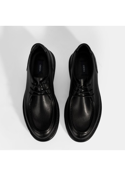 Erkek Siyah Bağcıklı Deri Klasik Ayakkabı