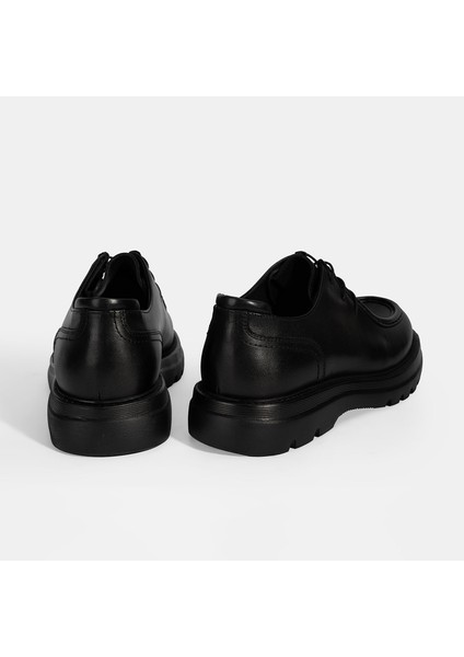 Erkek Siyah Bağcıklı Deri Klasik Ayakkabı