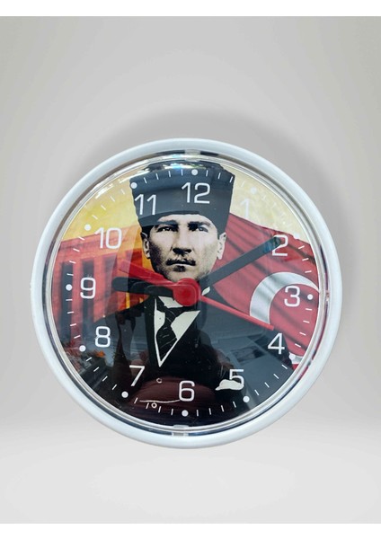 Atatürk Temalı Saat Magnet Mıknatıslı Buzdolabı Saati Çap:11 cm