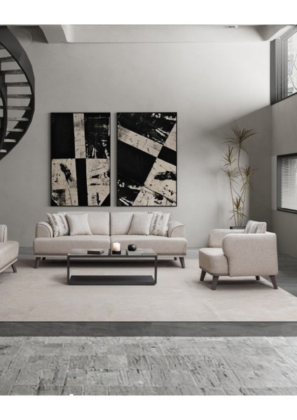 Aden Sırt Mekanizmalı Üçlü Kanepe & 3'lü Koltuk