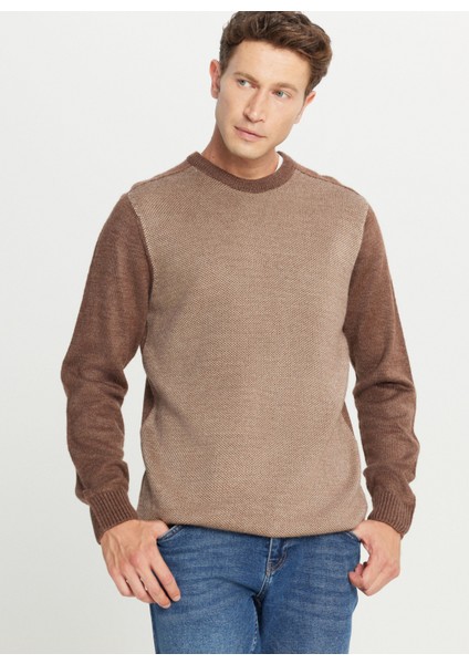 Bisiklet Yaka Standart Kahve - Bej Erkek Kazak ACE049261478_KHJ modelleri