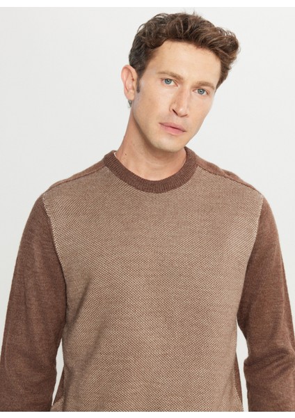 Bisiklet Yaka Standart Kahve - Bej Erkek Kazak ACE049261478_KHJ fırsatları