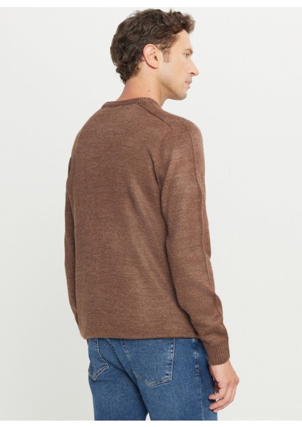 Bisiklet Yaka Standart Kahve - Bej Erkek Kazak ACE049261478_KHJ indirimleri