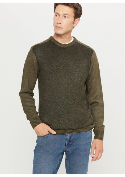 Bisiklet Yaka Standart Siyah - Haki Erkek Kazak ACE049261478_HSY