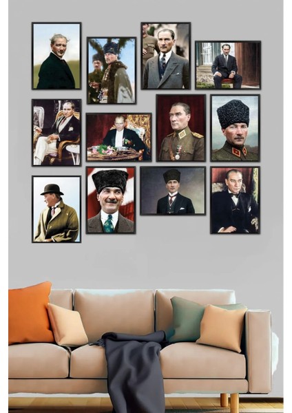 Atatürk Tablo Mustafa Kemal Atatürk Tablo 12 Parça Çerçeve Görüntülü Mdf Tablo
