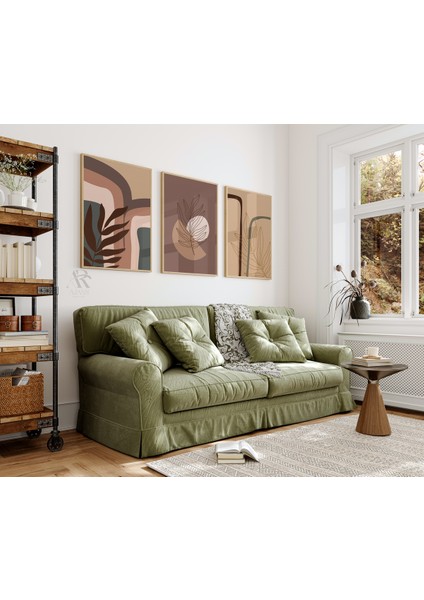 Doğal Formlar Soyut Boho Tarzı Çerçeve Görünümlü 3'lü Set Mdf Poster