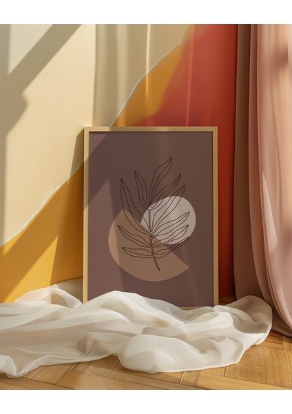 Doğal Formlar Soyut Boho Tarzı Çerçeve Görünümlü 3'lü Set Mdf Poster modelleri