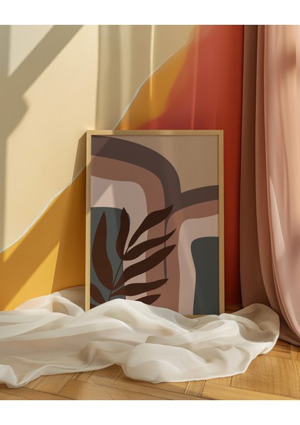 Doğal Formlar Soyut Boho Tarzı Çerçeve Görünümlü 3'lü Set Mdf Poster fırsatları