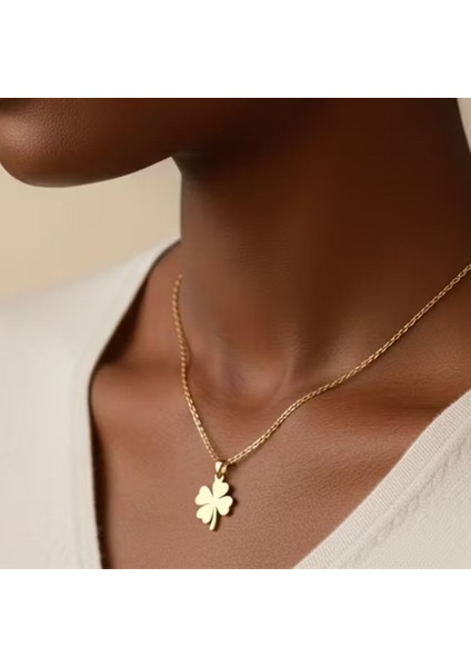 Dört Yapraklı Yonca Kolye Gold ve Gümüş