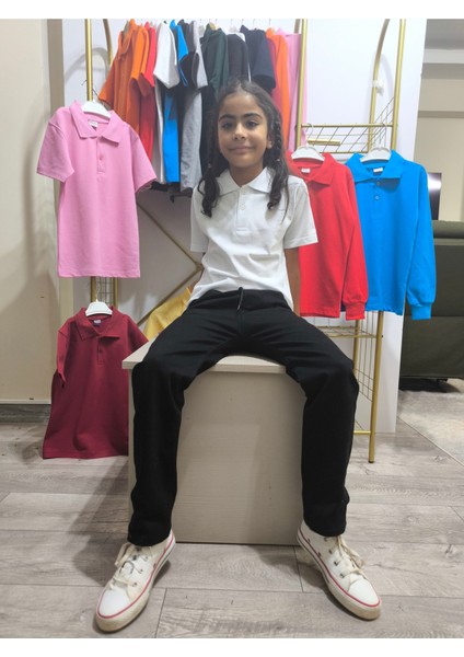 unisex Çocuk Genç Polo Yaka Kısa Kol Okul Günlük Tişört, Nefes Alabilen Kumaş fiyatları