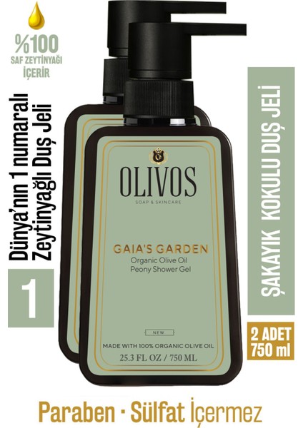 %100 Doğal Şakayık Kokulu Zeytinyağlı Banyo ve Duş Jeli Kuru Cilt Nemlendirici ve Besleyici 750 ml
