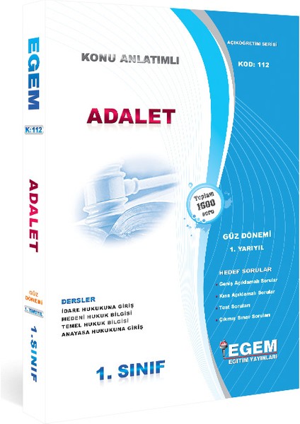 Aöf 1. Sınıf Adalet Güz Dönemi Konu Anlatımlı Soru Bankası