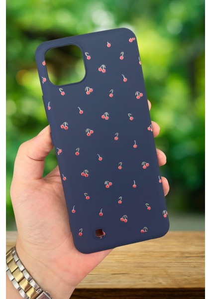 Realme C11 - Mini Kiraz Desenli Silikon Darbe Emici Klasik Korumalı Rubber Kılıf