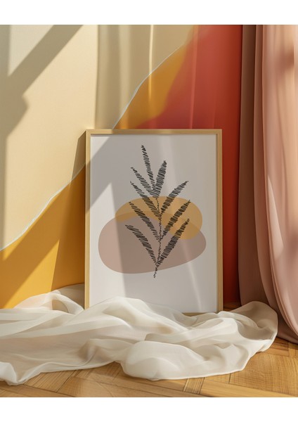 Modern Yeşillik Boho Soyut Çerçeve Görünümlü 3'lü Set Mdf Poster modelleri