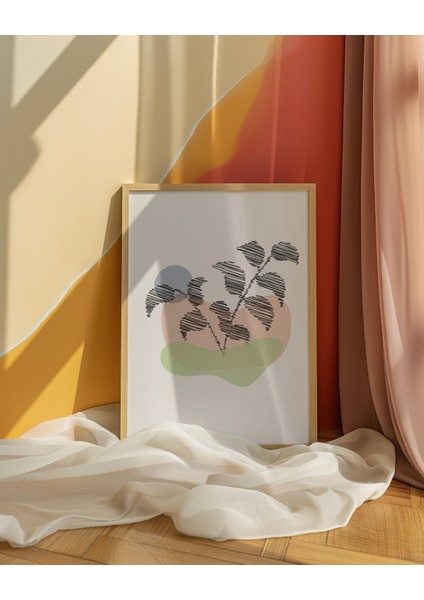 Modern Yeşillik Boho Soyut Çerçeve Görünümlü 3'lü Set Mdf Poster fırsatları