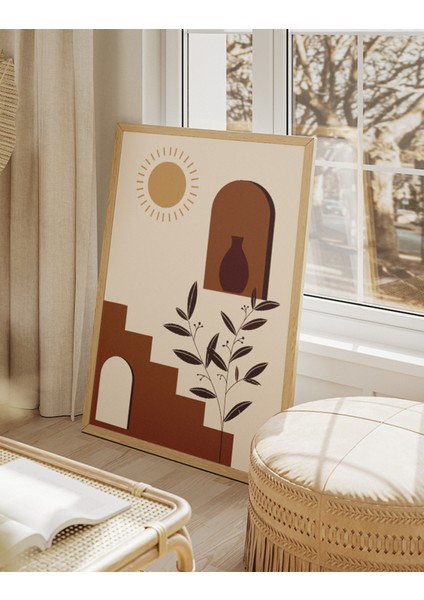 Güneşin Izinde Soyut Çerçeve Görünümlü 3'lü Mdf Poster modelleri