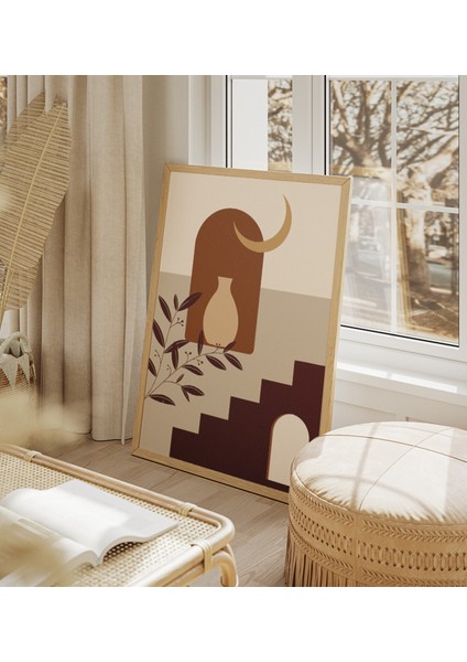 Doğanın Kahve Modu Geometrik Soyut Tasarım 3'lü Set Mdf Poster modelleri