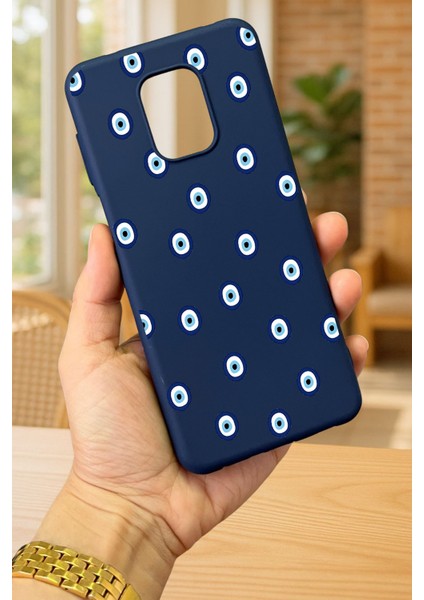 Redmi Note 9 Pro/9s Uyumlu Nazar Boncuk Desenli Silikon Darbe Emici Klasik Korumalı Rubber Kılıf