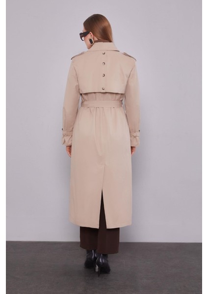 Bej Kol Düğme Detaylı Trençkot fırsatları
