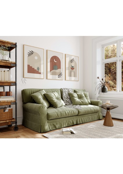 Pastel Arches Soyut Minimalist Tasarım Çerçeve Görünümlü 3'lü Mdf Tablo fiyatları