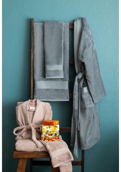 Lotus Bambu Aile Bornoz Seti Petrol-Vizon