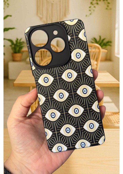 Tecno Spark 10 Pro Uyumlu Evıl Eye Desenli Silikon Darbe Emici Rubber Kılıf