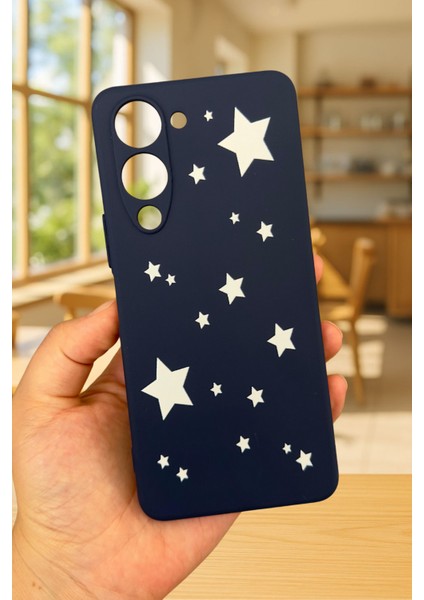 Vivo Y19 Uyumlu Mini Yıldız Desenli Silikon Darbe Emici Klasik Korumalı Rubber Kılıf