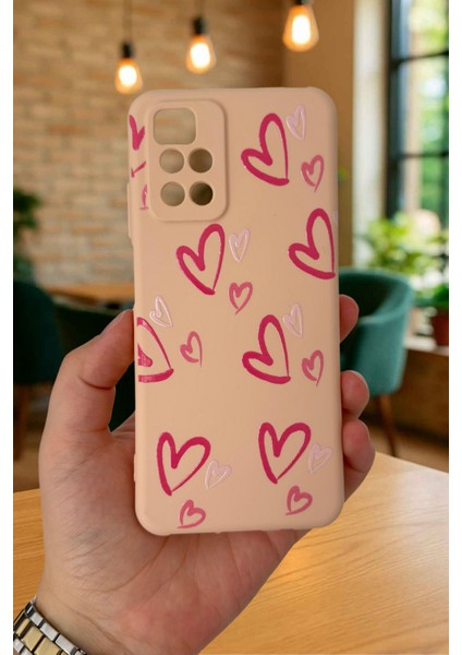 Xiaomi Redmi 10 2022 Pembe Kalp Desenli Silikon Darbe Emici Klasik Korumalı Rubber Kılıf fiyatları