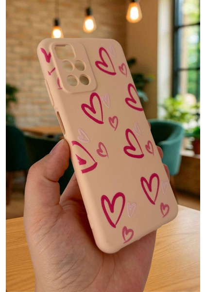 Xiaomi Redmi 10 2022 Pembe Kalp Desenli Silikon Darbe Emici Klasik Korumalı Rubber Kılıf modelleri