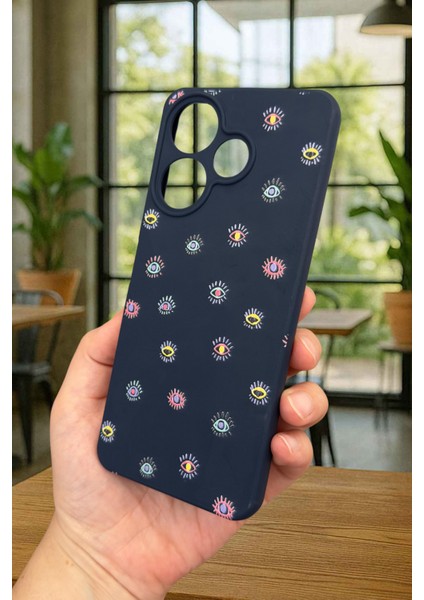 Xiaomi Redmi 13 4g Mini Evıl Eye Desenli Silikon Darbe Emici Klasik Korumalı Rubber Kılıf modelleri