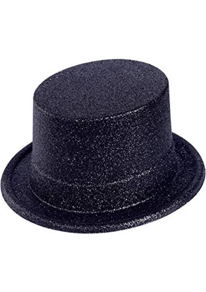 Siyah Renk Uzun Plastik Simli Parti Şapkası