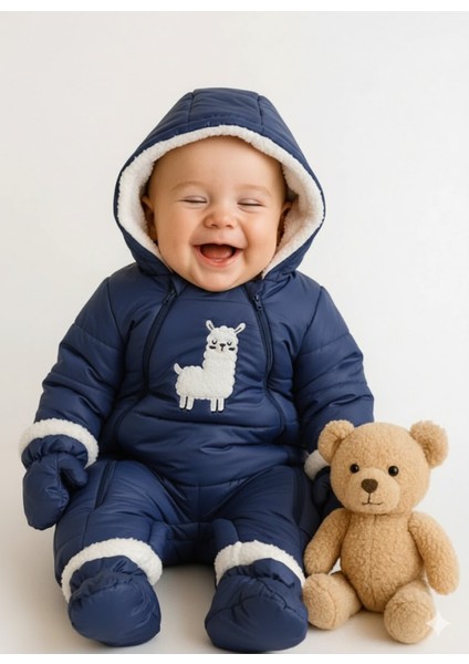 Çıkarılabilir Eldivenli Kalın Bebek Tulum – Soğuk Geçirmez, Hayvan Figürlü