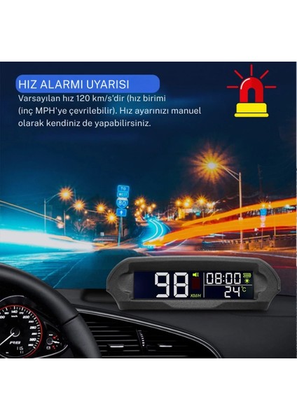 Araç Hız Ölçer Evrensel Gps Hız Göstergesi Solar ve USB Şarj/güneş Enerjili Hız Ölçer S98 Hud Ekranı