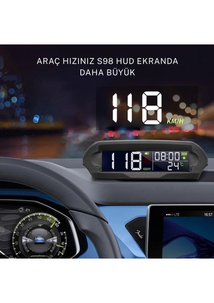 Araç Hız Ölçer Evrensel Gps Hız Göstergesi Solar ve USB Şarj/güneş Enerjili Hız Ölçer S98 Hud Ekranı fiyatları