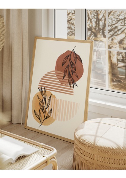 Toprak Tonları ile Sadelik Soyut Çerçeve Görünümlü 3'lü Mdf Tablo modelleri