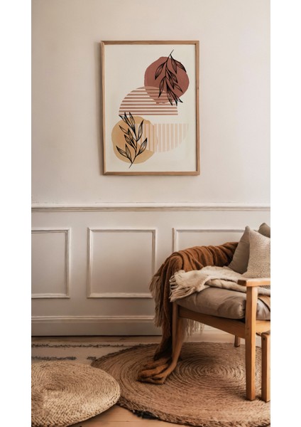 Toprak Tonları ile Sadelik Soyut Çerçeve Görünümlü 3'lü Mdf Tablo indirimleri